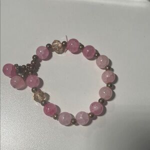 Pink Beaded Stretch Bracelet - Unbranded